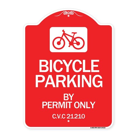 Signmission Bicycle Parking by Permit C.V.S. 21210 W/ Bicycle Graphic Heavy-Gauge Alum, 18" x 24", RW-1824-24322 A-DES-RW-1824-24322